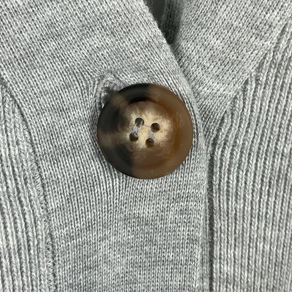 Elodie Long Sleeve Horn Button Sweater Cardigan Sz S Gray V-Neck Ribbed NWT - Picture 3 of 7